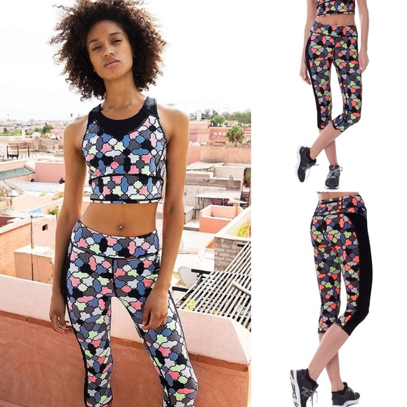 Sweaty Betty London | Tile Print Mesh Cropped Leggings - Picture 1 of 8